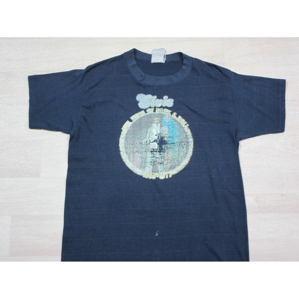 Vintage 1970s Elvis Presley "King of Rock n Roll" (L) T Shirt Distressed Iron On
